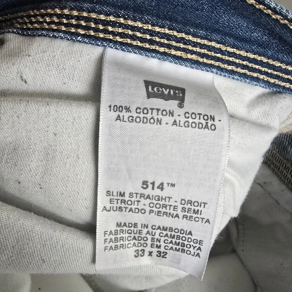 Levis 514 Jeans Men's Size‎ 33x32 Blue Denim Black Label Zip Back Pockets Rare